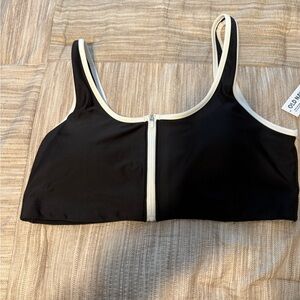 Old Navy Black and White Zip-Front bikini top sz XL